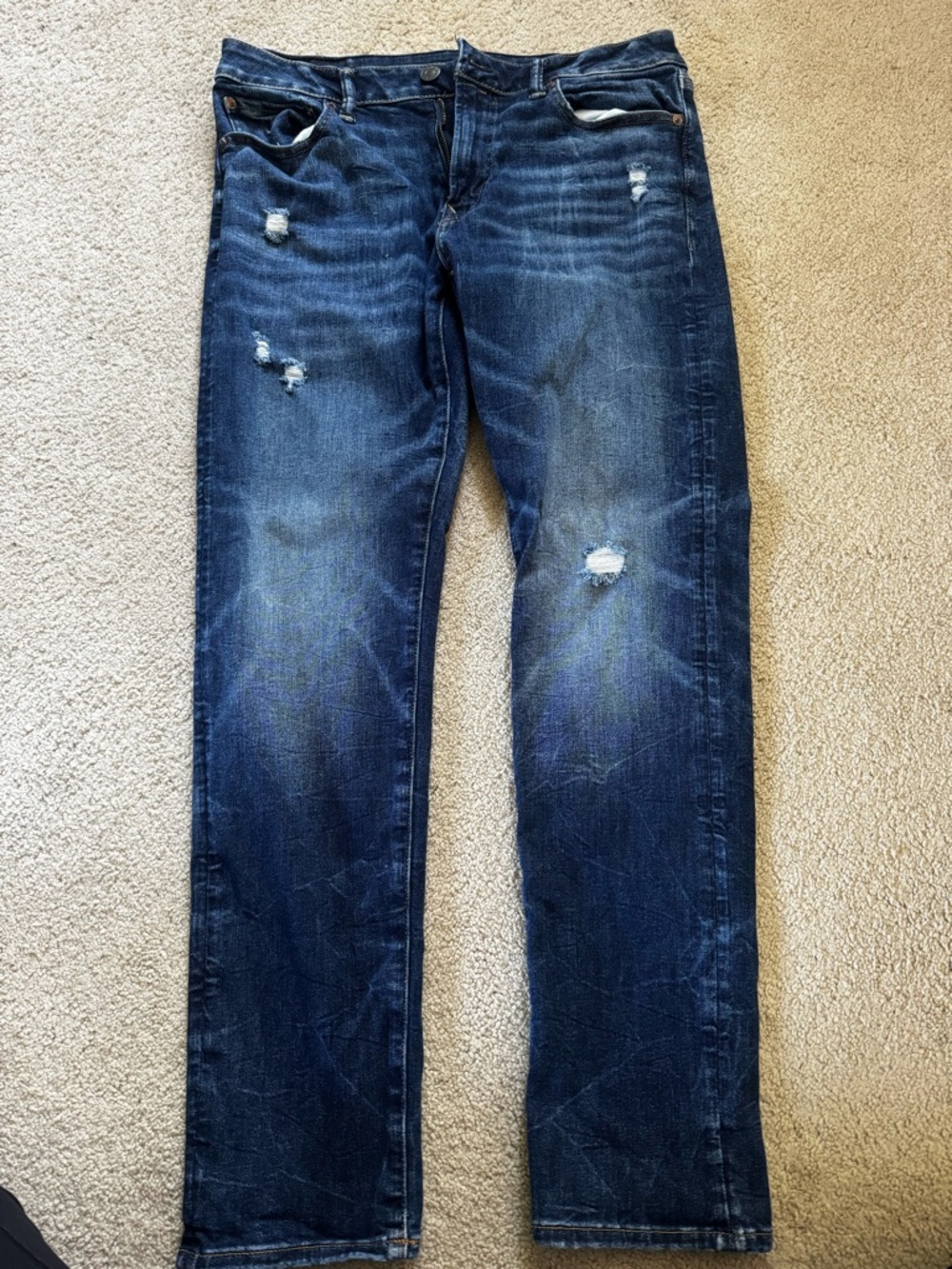 American Eagle Outfitters Men's Dark Blue Straight Jeans (slim fit)